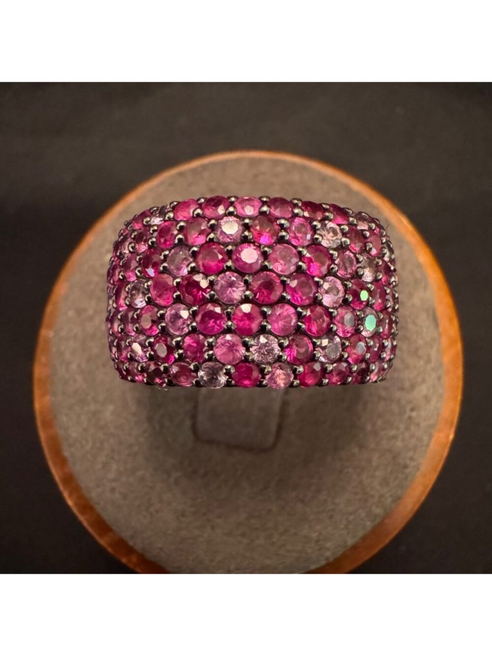 Sterling Silver 925 Red & Pink Cubic Zirconia Tapered Band RIng Size 6.75